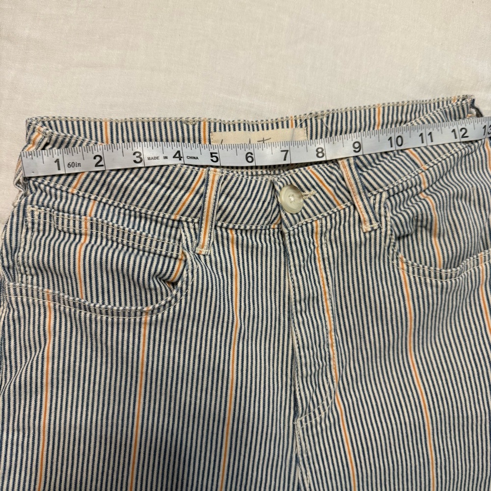 IMPERFECTS Women’s 26 Olah Twill Pants Blue Striped Wide Leg Ankle - Picture 9 of 11